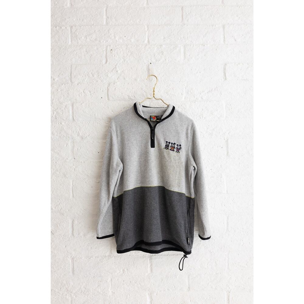 Vintage Mickey Unlimited Gray Colorblock Quarterzip Fleece Pullover Size M